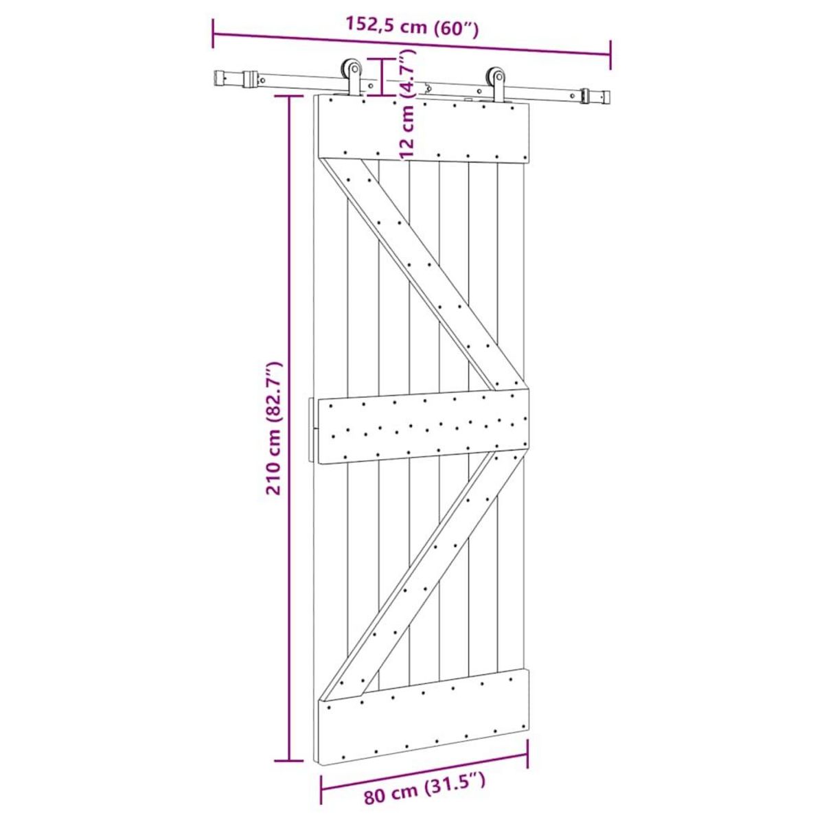 VIDAXL Porte coulissante et kit de quincaillerie 80x210 cm pin massif