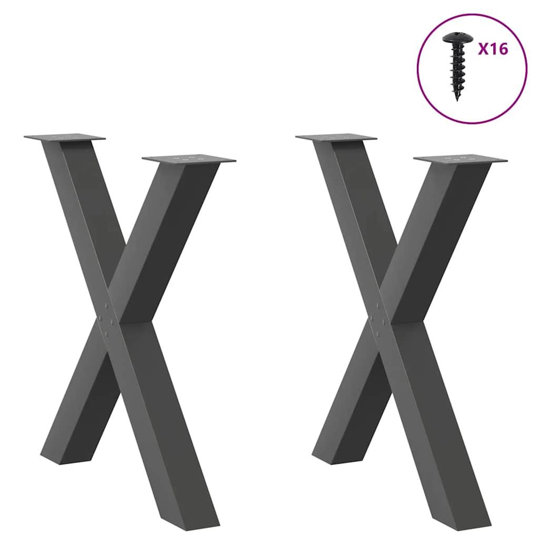 Voir la diapositive 3 : VIDAXL Pieds de table a manger forme de X 2 pcs 70x(72-73) cm acier