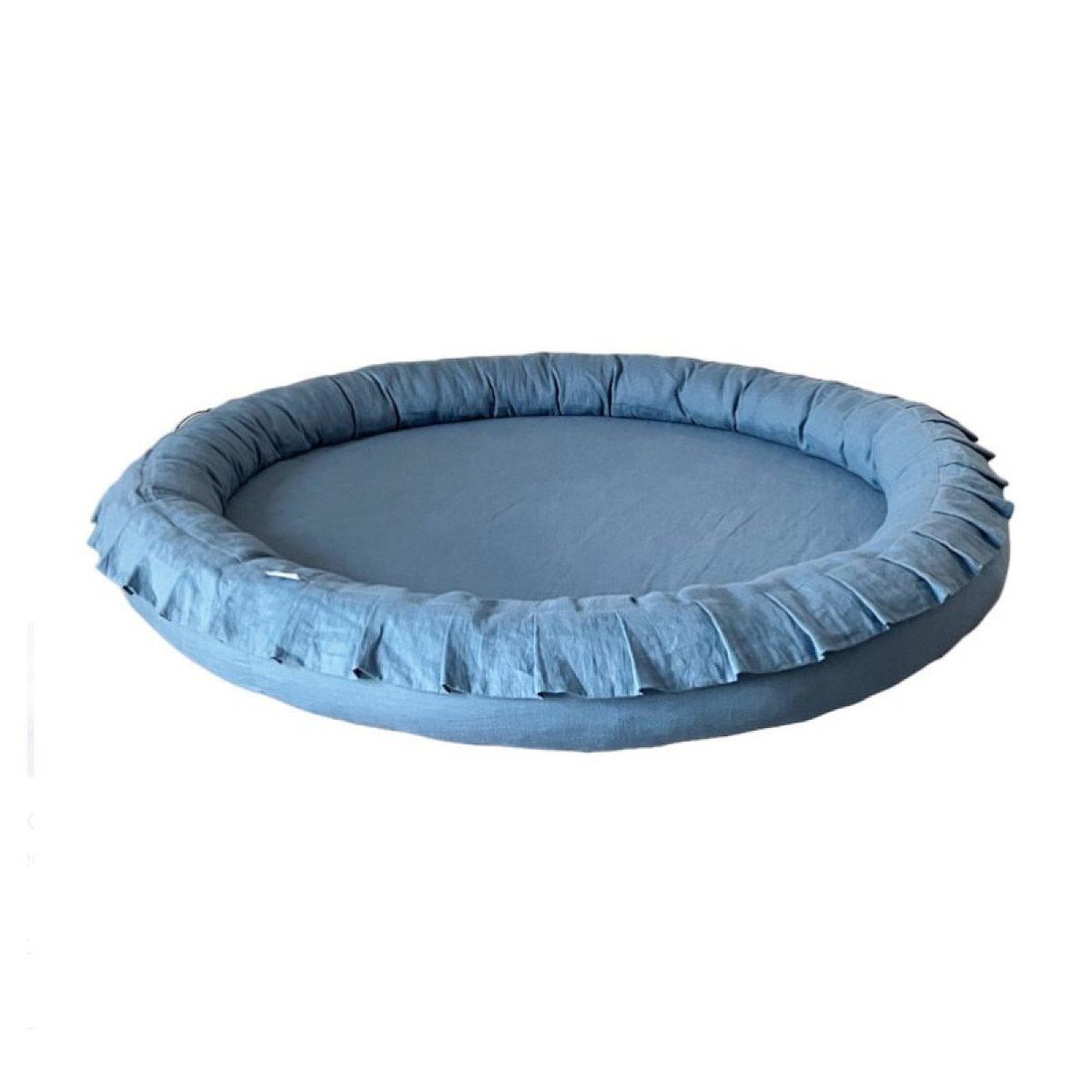 MONIO FOR KIDS Tapis nid en lin couleur bleu