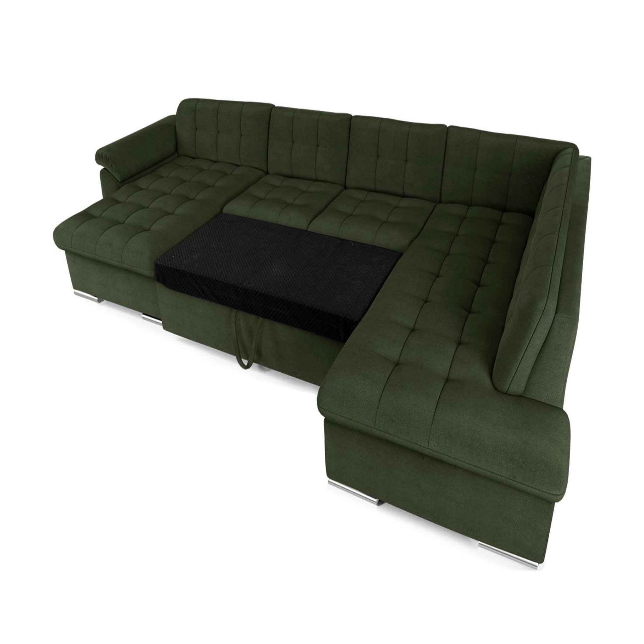 Voir la diapositive 2 : BEST MOBILIER Chuck - canapé panoramique xxl - convertible avec coffre - 7 places - droit