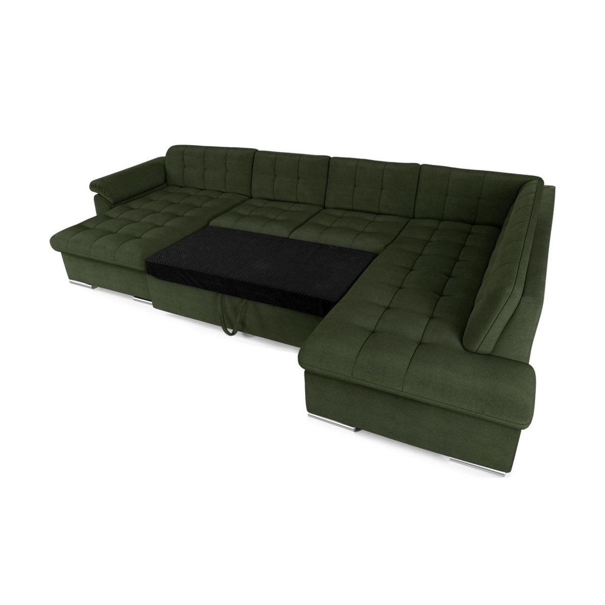 BEST MOBILIER Chuck - canapé panoramique xxl - convertible avec coffre - 7 places - droit