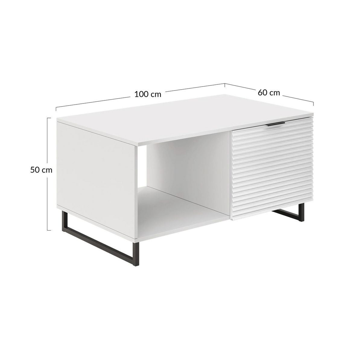 BEST MOBILIER Barbara - table basse - blanc - 100 cm