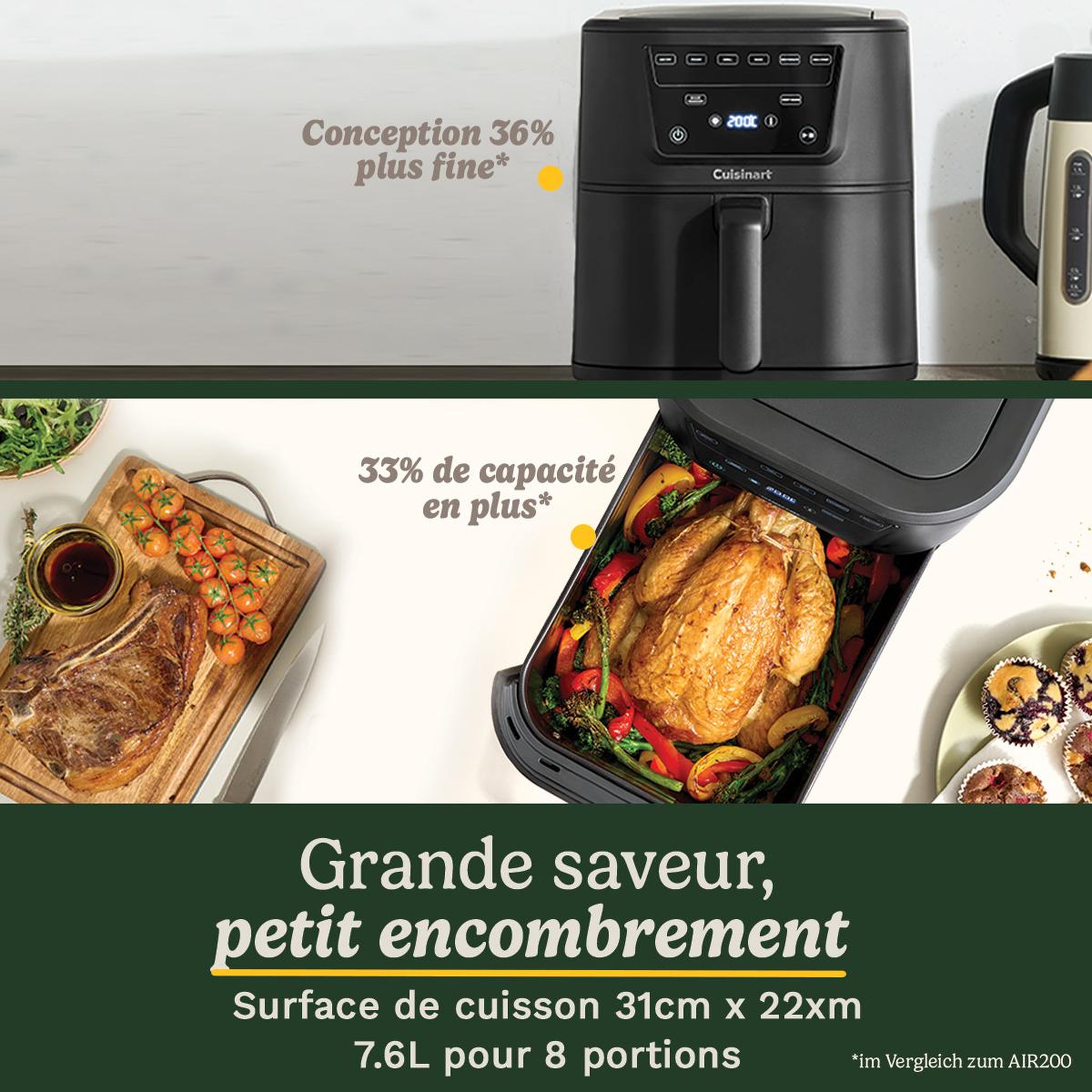 Voir la diapositive 2 : Cuisinart Friteuse sans huile 2000w - afs8oble