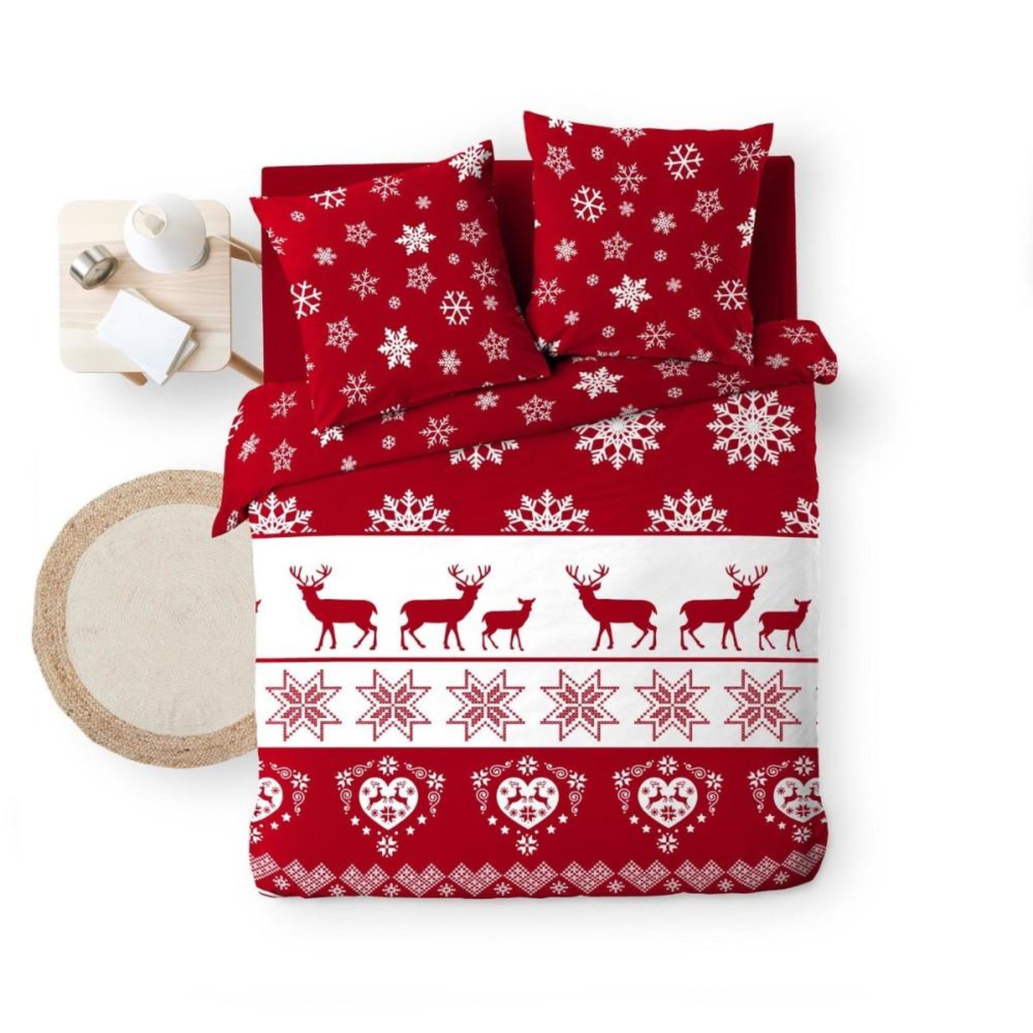 Voir la diapositive 5 : Douceur d'Intérieur Housse de couette 240x220 + 2 taies FLOCONETTE microfibre flanelle