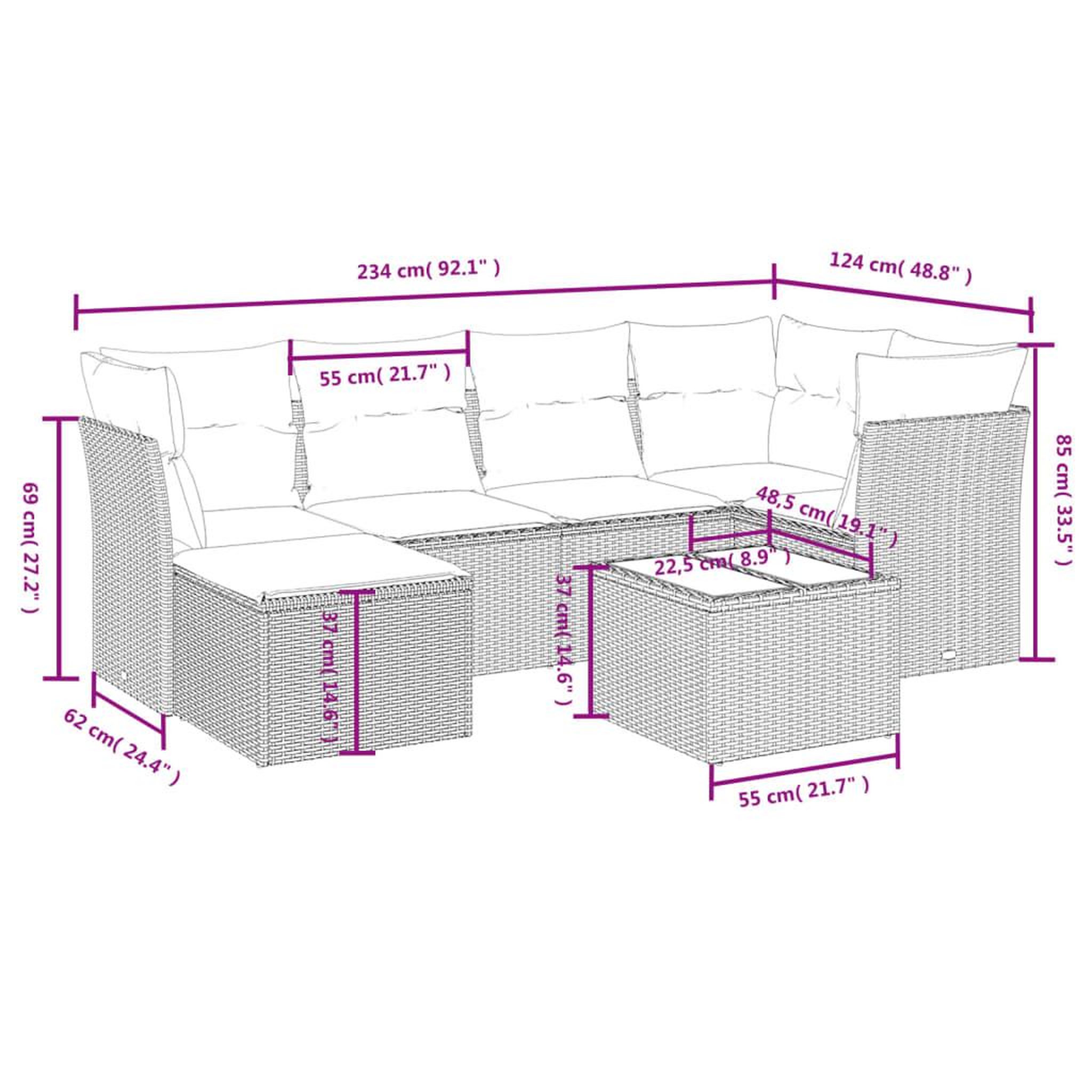 Voir la diapositive 4 : VIDAXL Salon de jardin 7 pcs avec coussins noir resine tressee