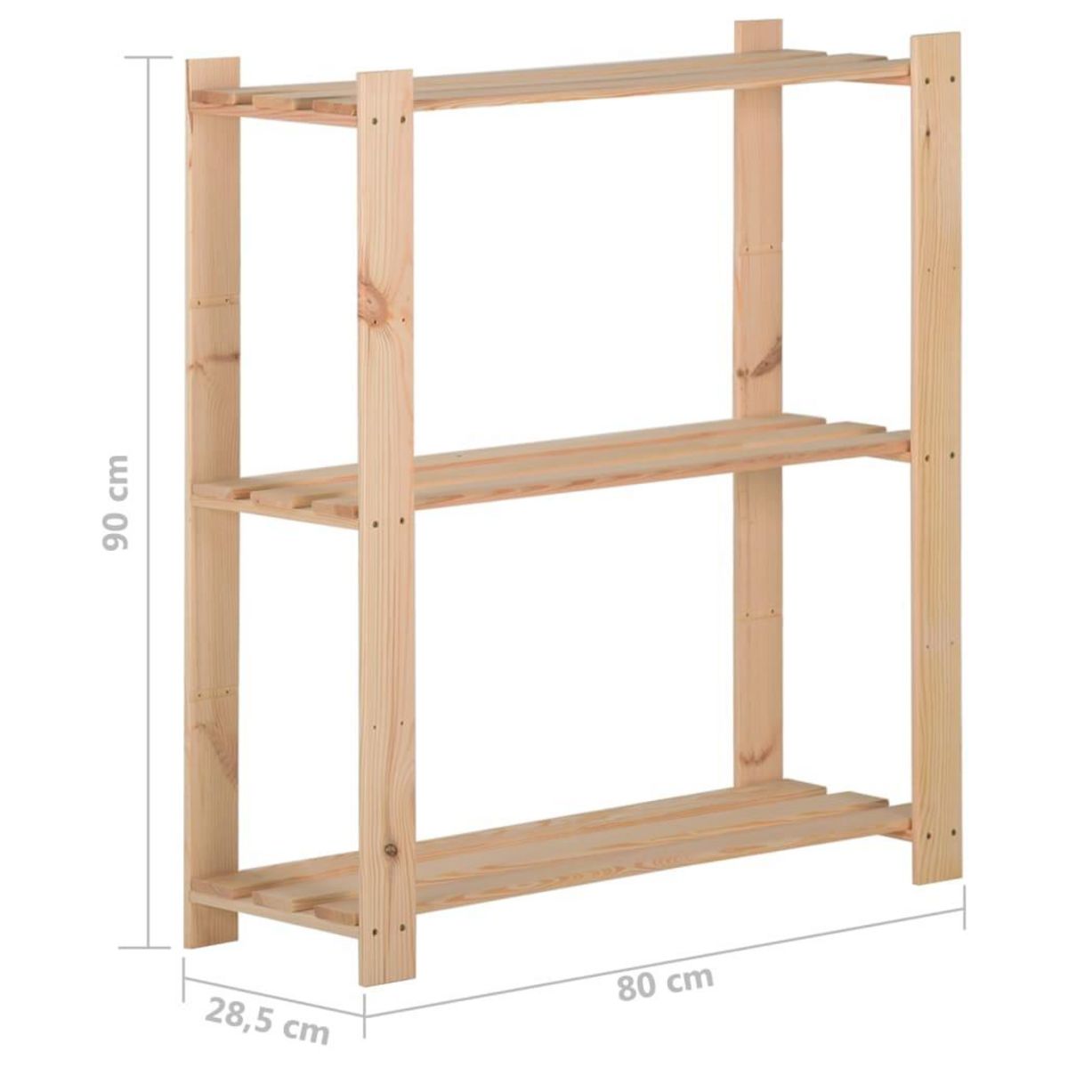 VIDAXL Etagere de stockage 3 niveaux 80x28,5x90 cm Bois de pin massif