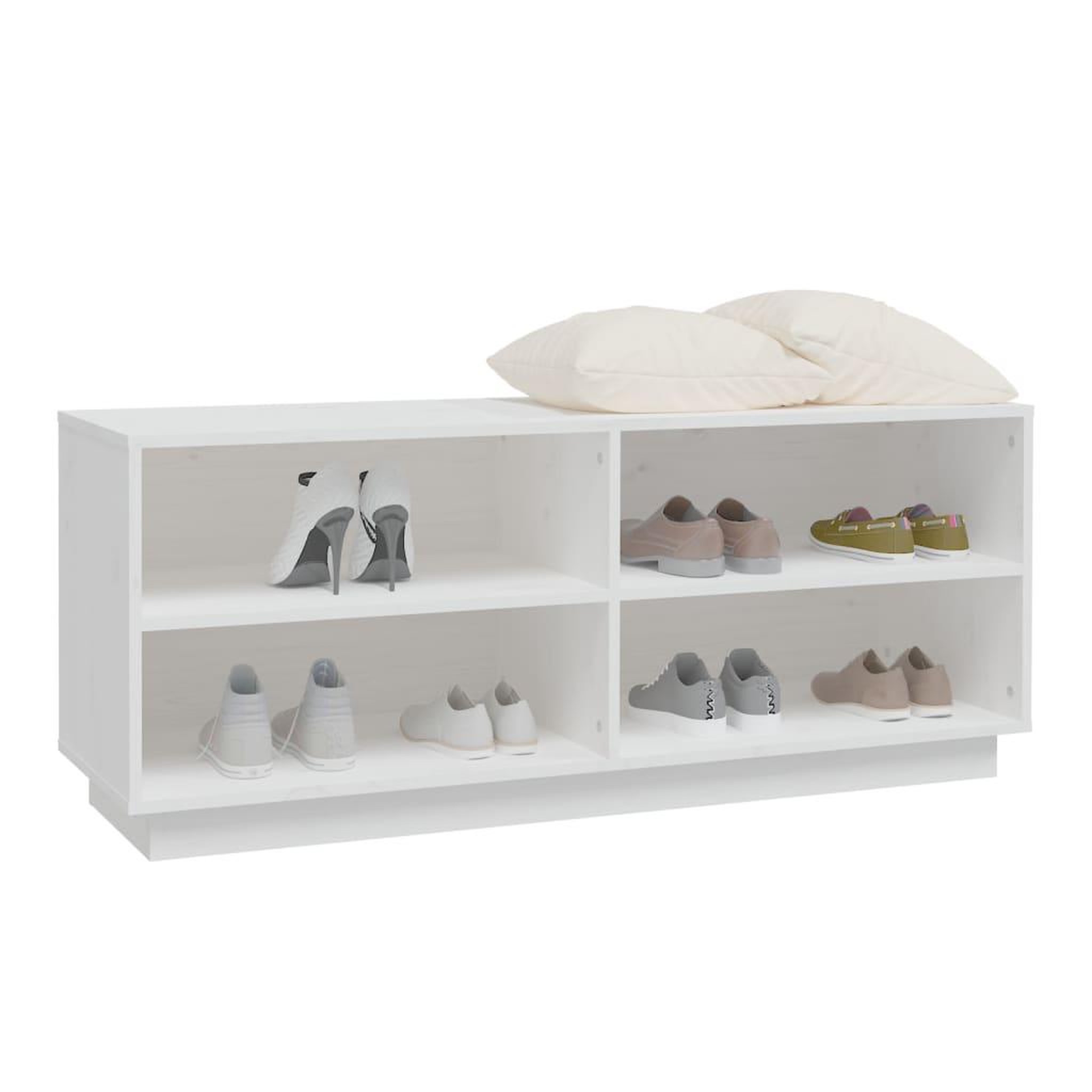 Voir la diapositive 4 : VIDAXL Armoire a chaussures Blanc 110x34x45 cm Bois de pin massif