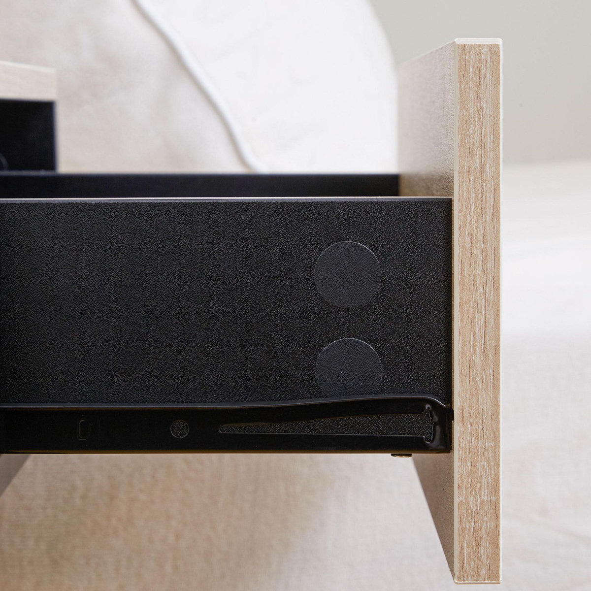 HOMCOM Lot de 2 tables de chevet murales - lot de 2 tables de nuit - tiroir coulissant, étagère - aspect chêne clair noir