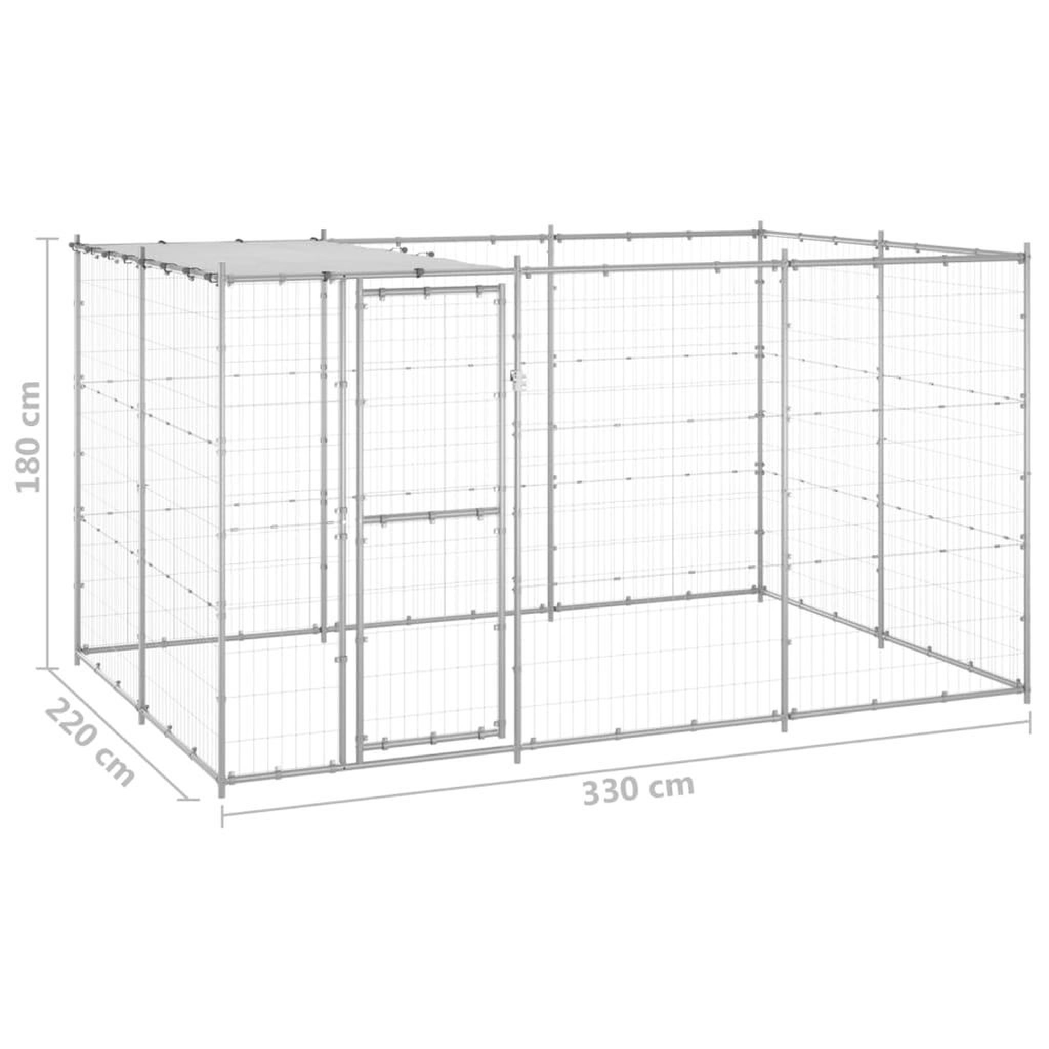 Voir la diapositive 6 : VIDAXL Chenil exterieur Acier galvanise avec toit 7,26 m²