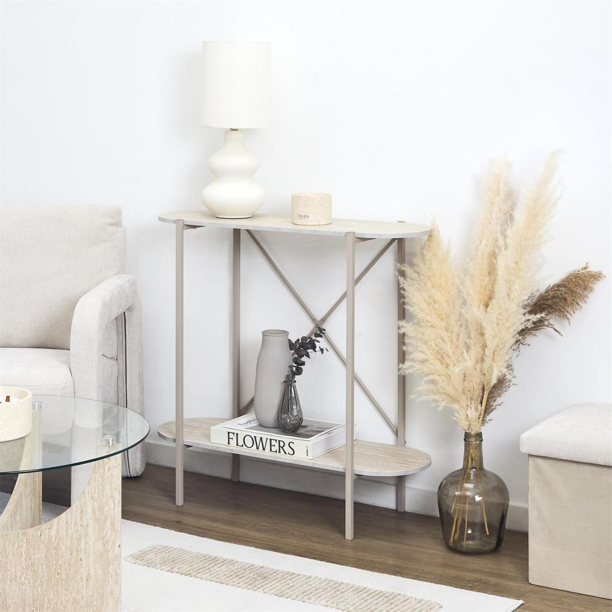 Voir la diapositive 5 : The Home Deco Factory Console avec étagère  terra nova  85cm beige