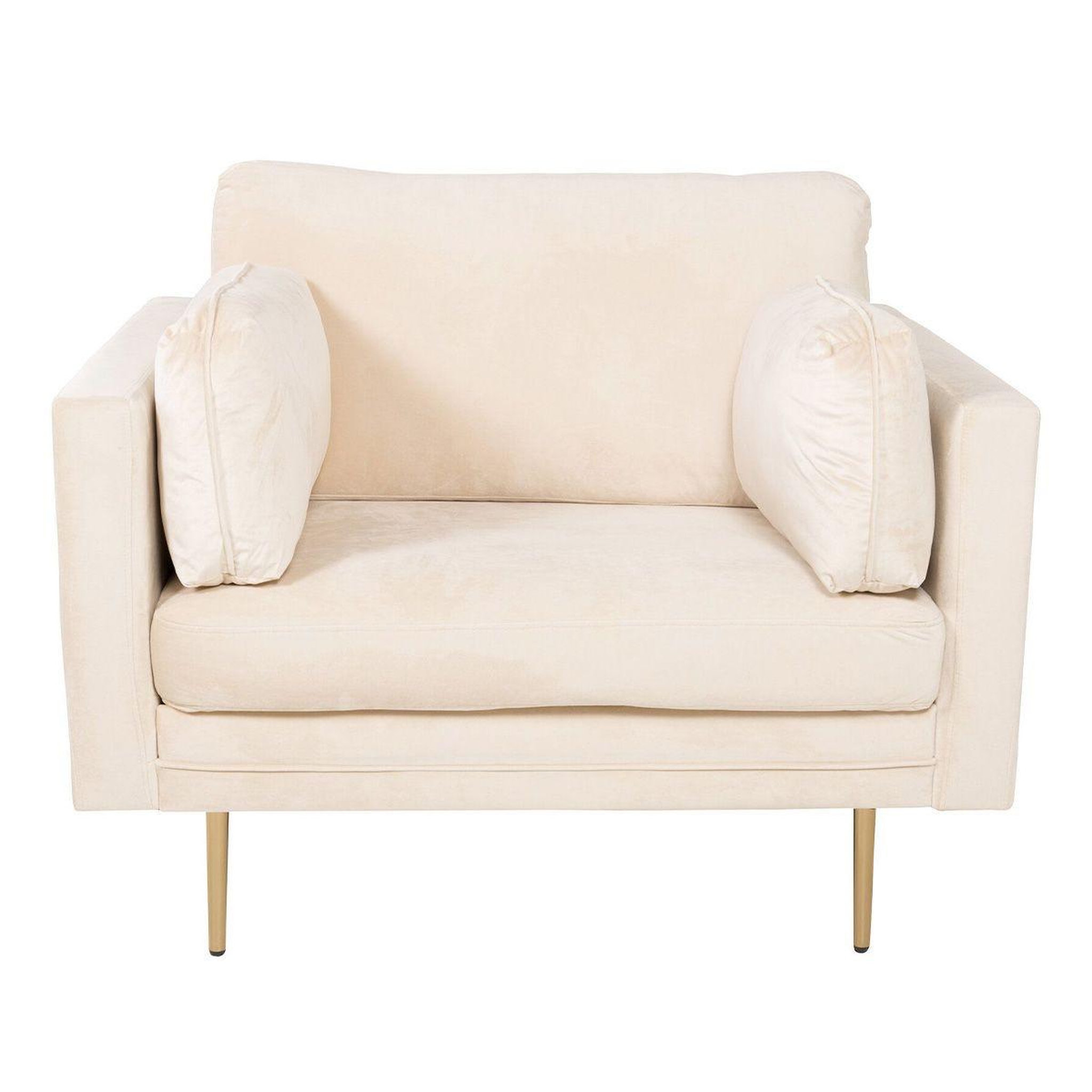 Paris Prix Fauteuil design en velours  boom  110cm beige & or