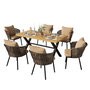 Voir la diapositive 5 : MERAX Salon de jardin 6 places avec table et chaises en rotin, bois noir