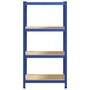 Voir la diapositive 4 : VIDAXL Etagere de rangement a 4 niveaux Bleu Acier et bois ingenierie