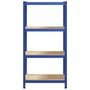 Voir la diapositive 4 : VIDAXL Etagere de rangement a 4 niveaux Bleu Acier et bois ingenierie