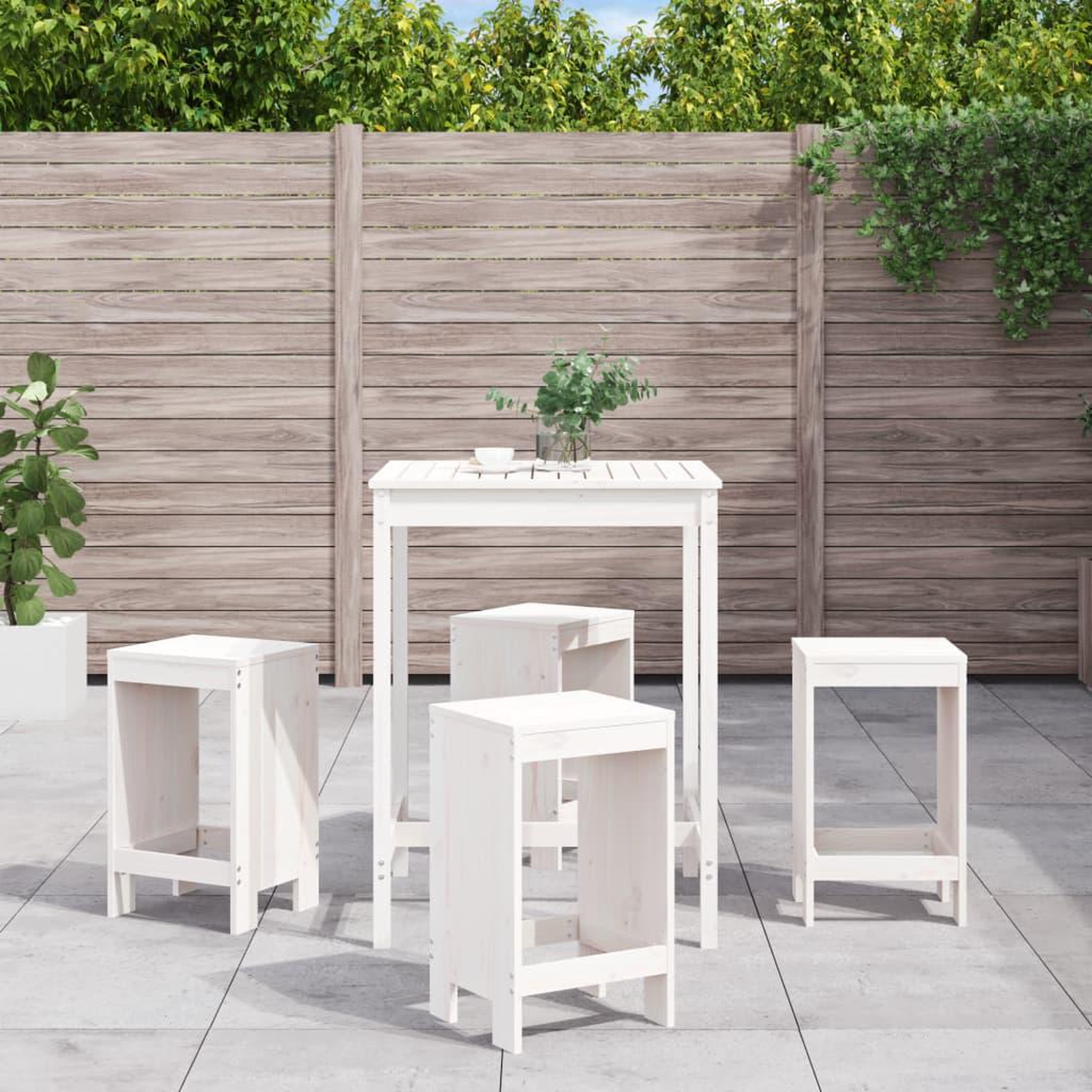 VIDAXL Ensemble de bar de jardin 5 pcs blanc bois massif de pin