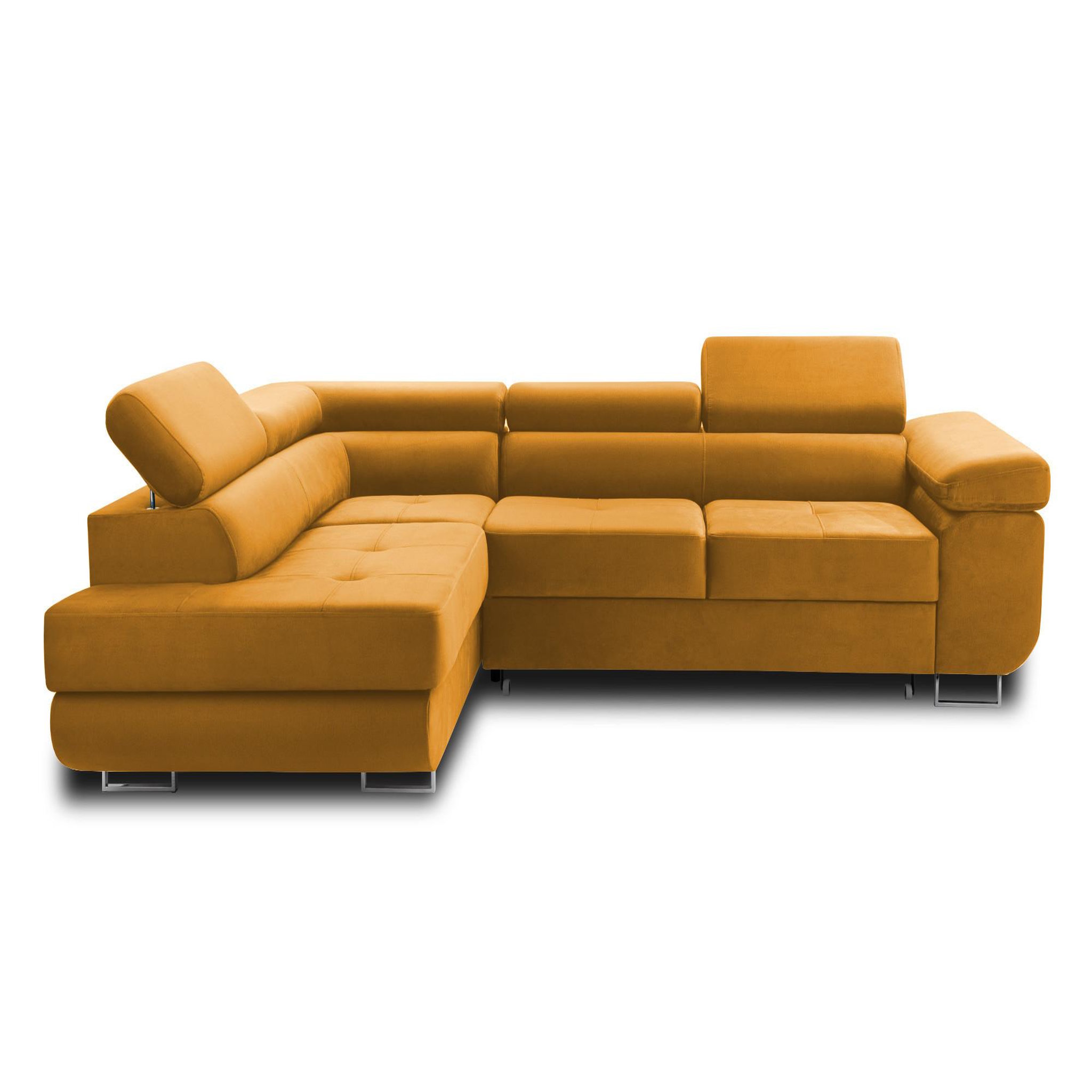 Voir la diapositive 1 : BEST MOBILIER Pablo - canapé d'angle gauche - 5 places - convertible avec coffre et têtières réglables - en velours