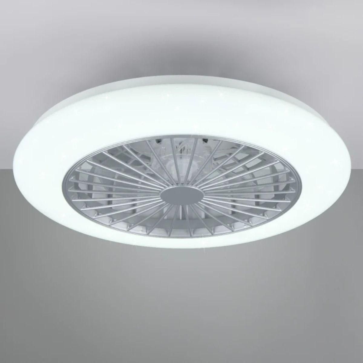 Trio Lighting Ventilateur Plafond Lumière LED 30W Ø50cm - Éclairage Dimmable, Télécommande Effet Ciel Etoilé - Trio Lighting