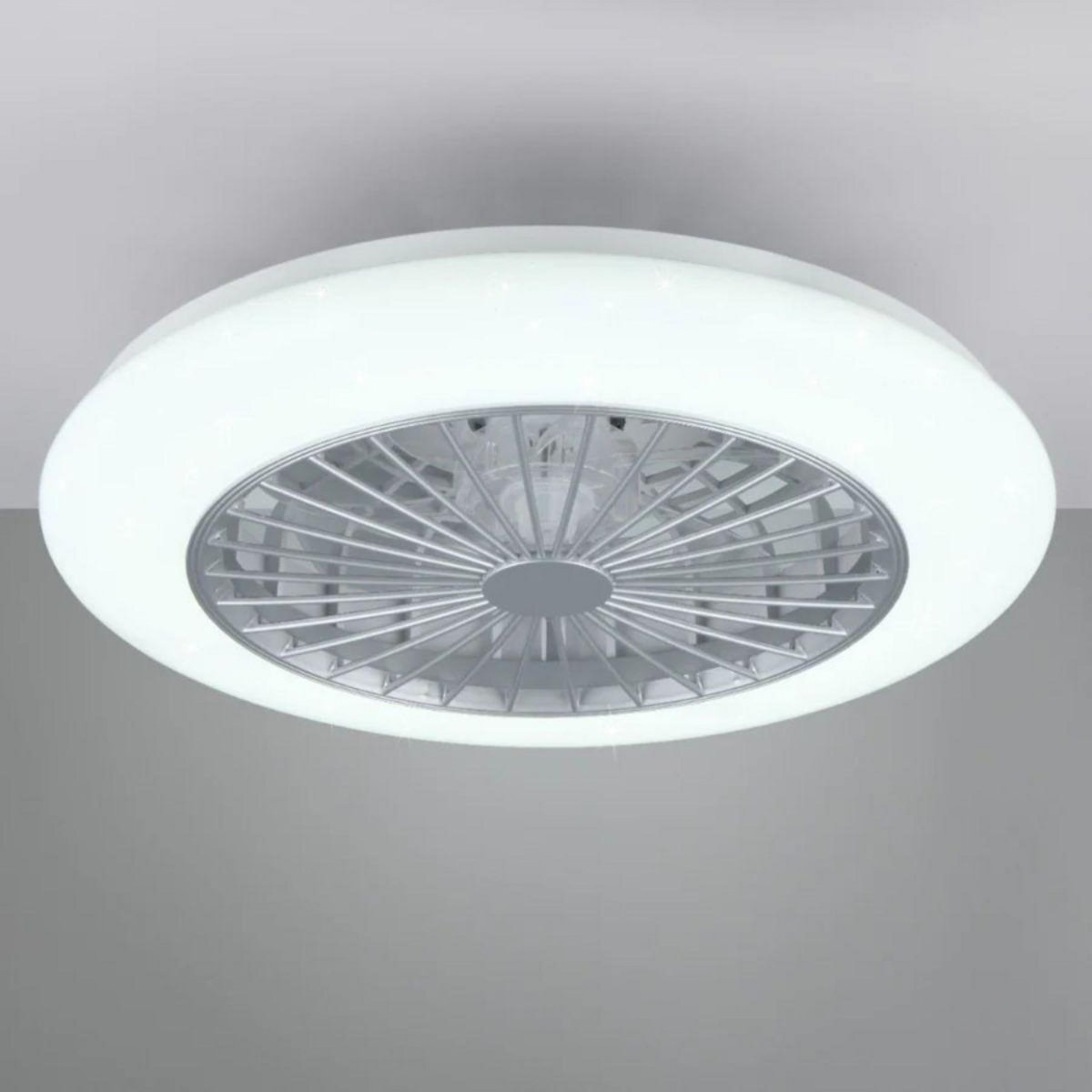 Trio Lighting Ventilateur Plafond Lumière LED 30W Ø50cm - Éclairage Dimmable, Télécommande Effet Ciel Etoilé - Trio Lighting