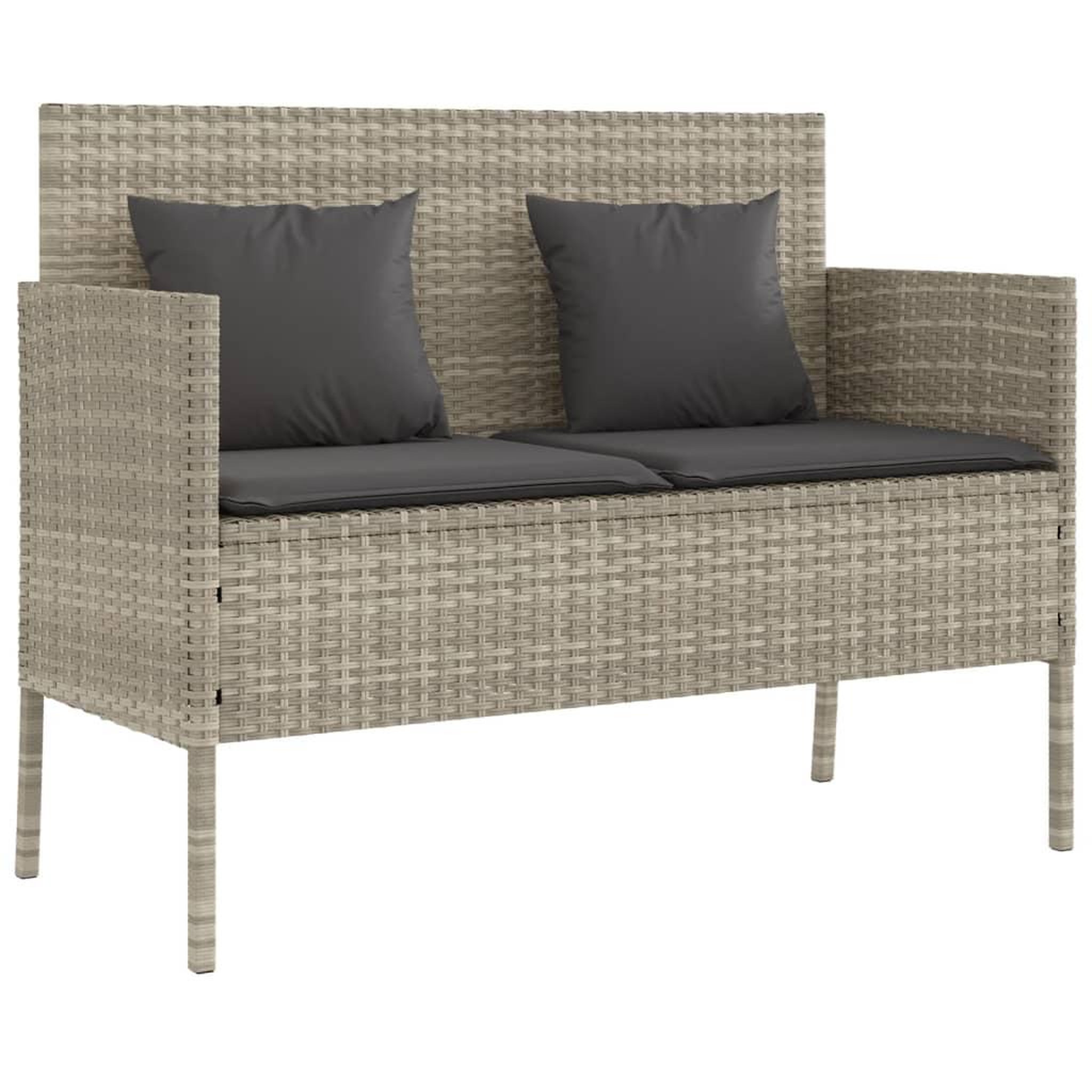 Voir la diapositive 2 : VIDAXL Banc de jardin avec coussins gris clair resine tressee