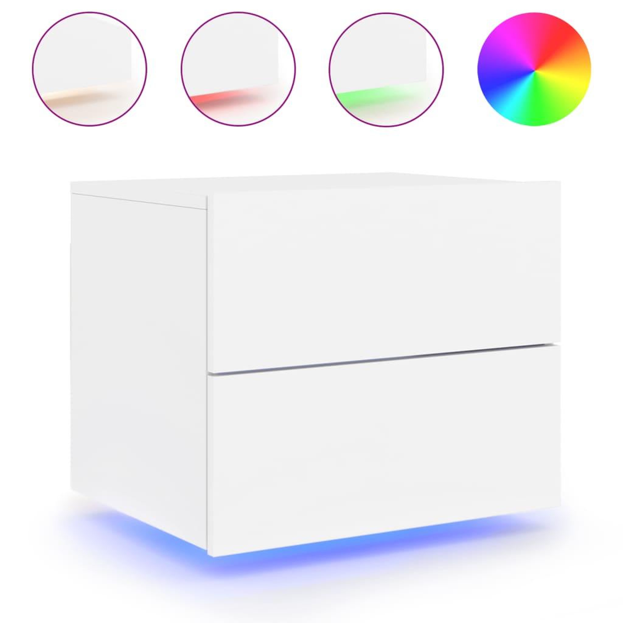 Voir la diapositive 2 : VIDAXL Table de chevet murale avec lumieres LED blanc
