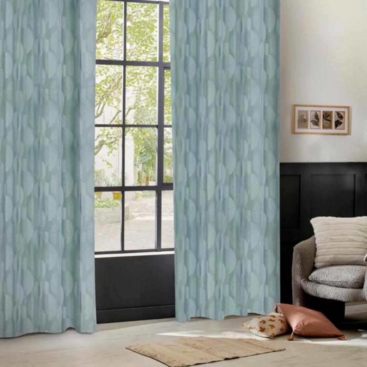 ATMOSPHERA Rideau Jacquard à Œillets  Wimbi  140x260cm Bleu Clair
