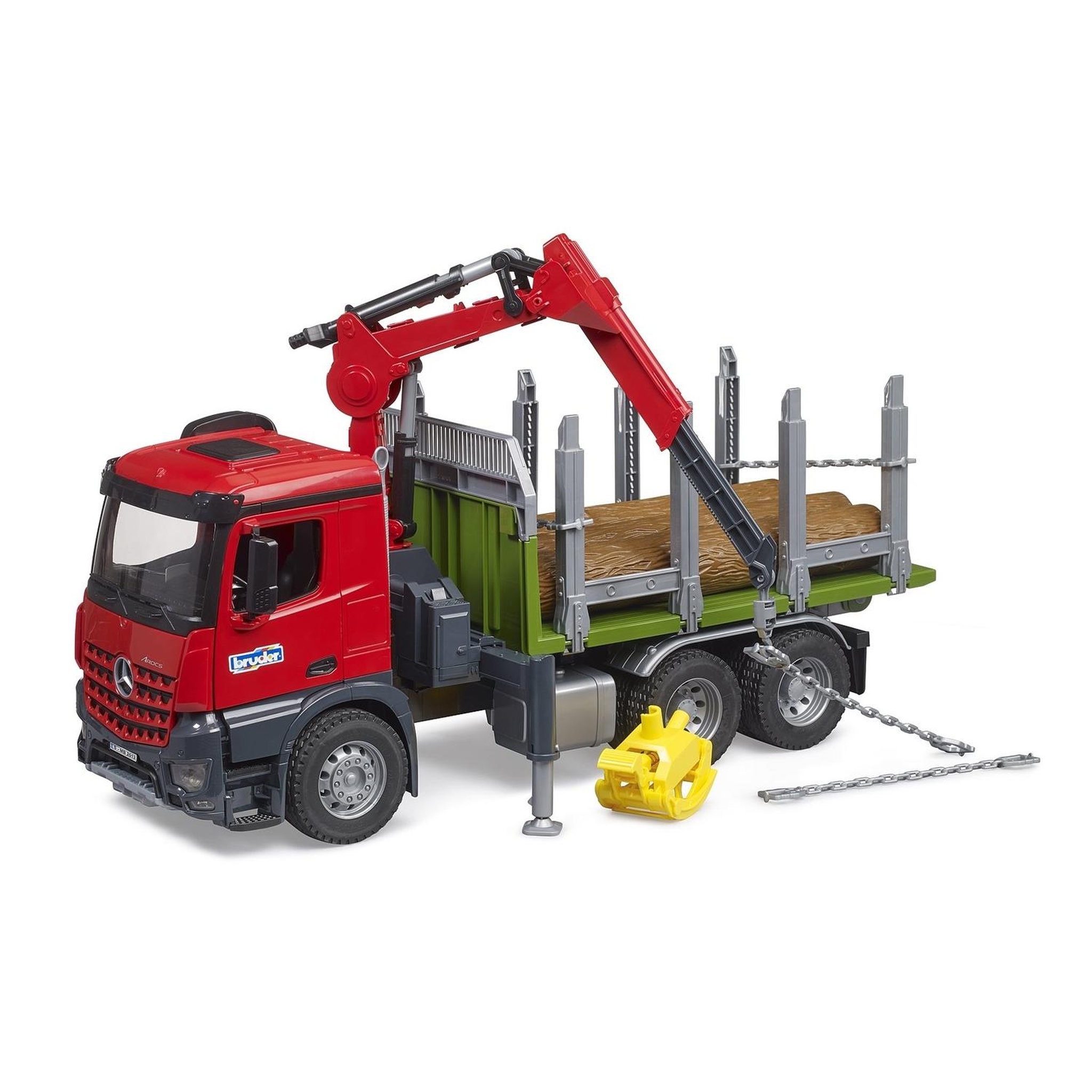 Voir la diapositive 2 : Bruder Camion de transport de bois Bruder MB Arocs rouge