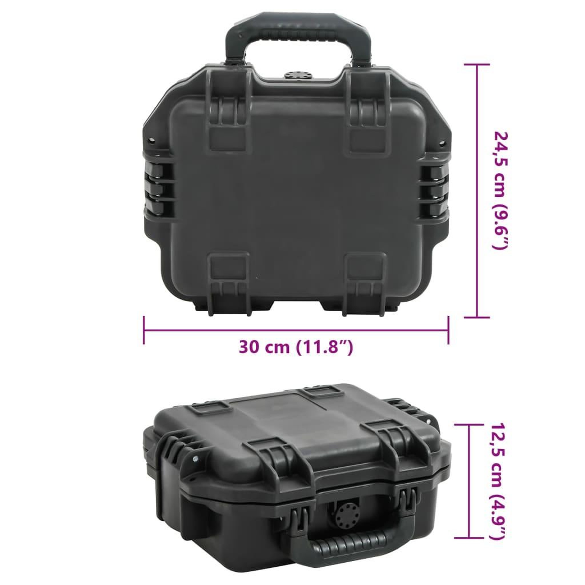 Voir la diapositive 6 : VIDAXL Valise de vol portable Noir 30x24,5x12,5 cm PP