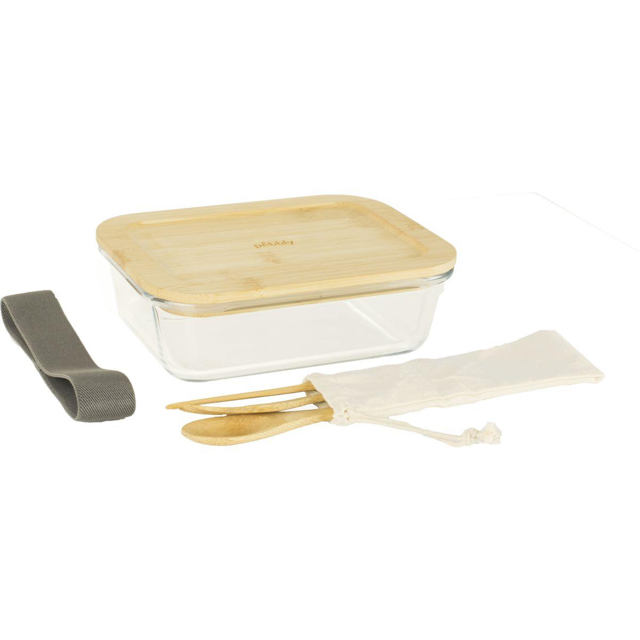 Voir la diapositive 1 : PEBBLY Lunch box Nomade en verre et bambou 1000 ml