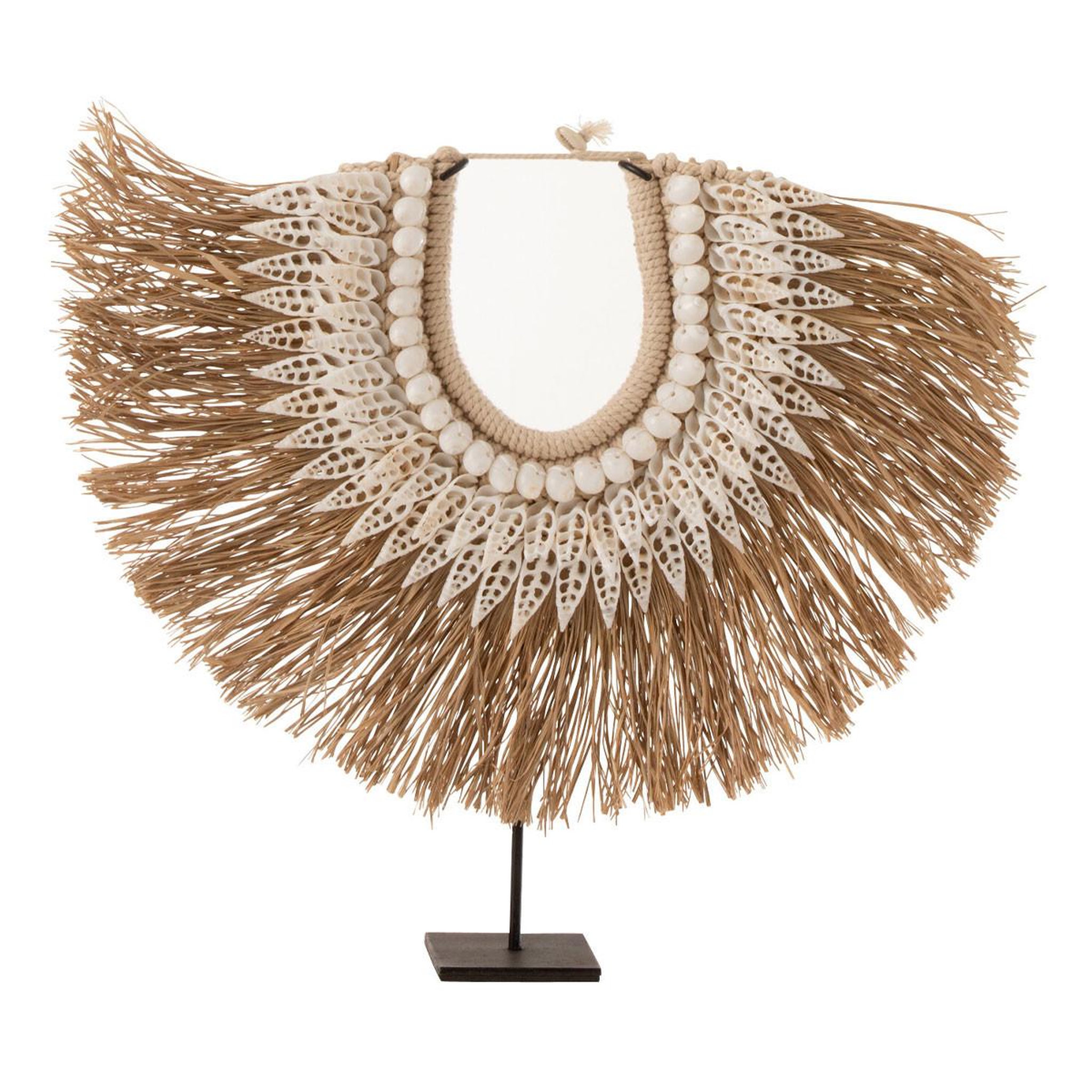 J-LINE Collier déco en bois  dora  40cm naturel & blanc