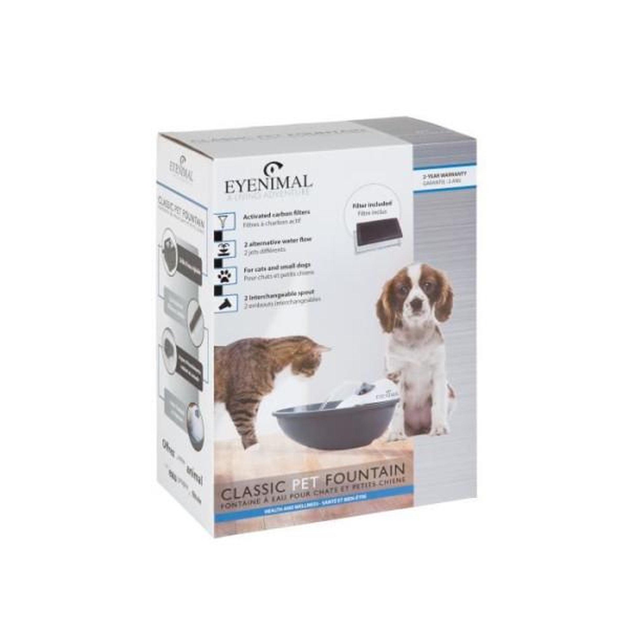 Voir la diapositive 3 : EYENIMAL EYENIMAL Fontaine a eau Classic Pet 1,75 L - Gris et blanc - Pour chien et chat