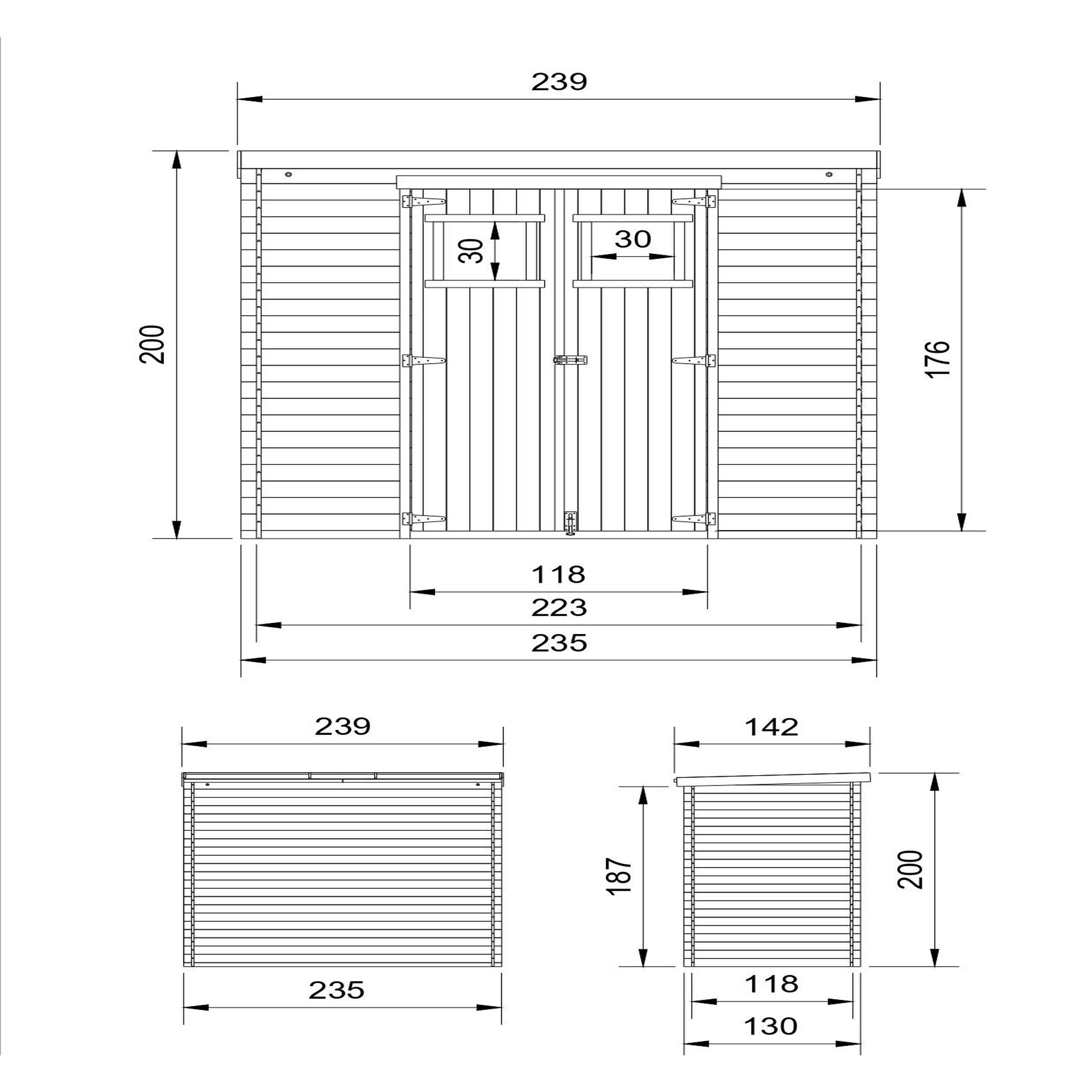 Voir la diapositive 6 : TIMBELA Abri de Jardin en Bois 2,63 m², Cabanon Jardin Exterieur à Outils et Velo avec Fenêtres M310
