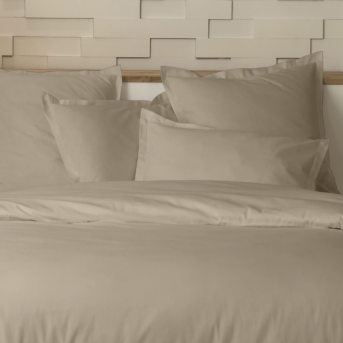 Home collection Parure de couette 100%percale de coton 80 fils/cm2-uni lin