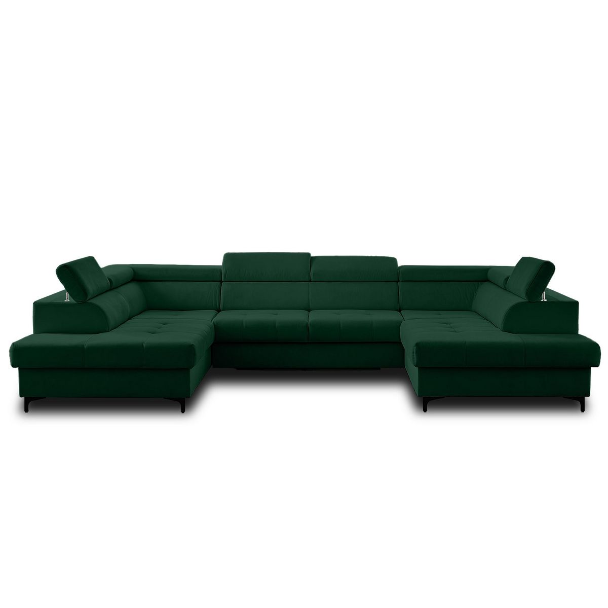 LISA DESIGN Merida - canapé panoramique en u - 7 places - convertible avec coffres et têtières réglables - en velours