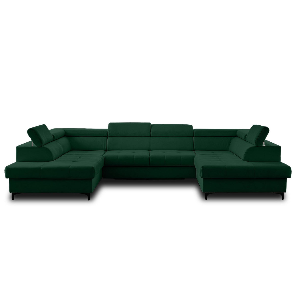 LISA DESIGN Merida - canapé panoramique en u - 7 places - convertible avec coffres et têtières réglables - en velours