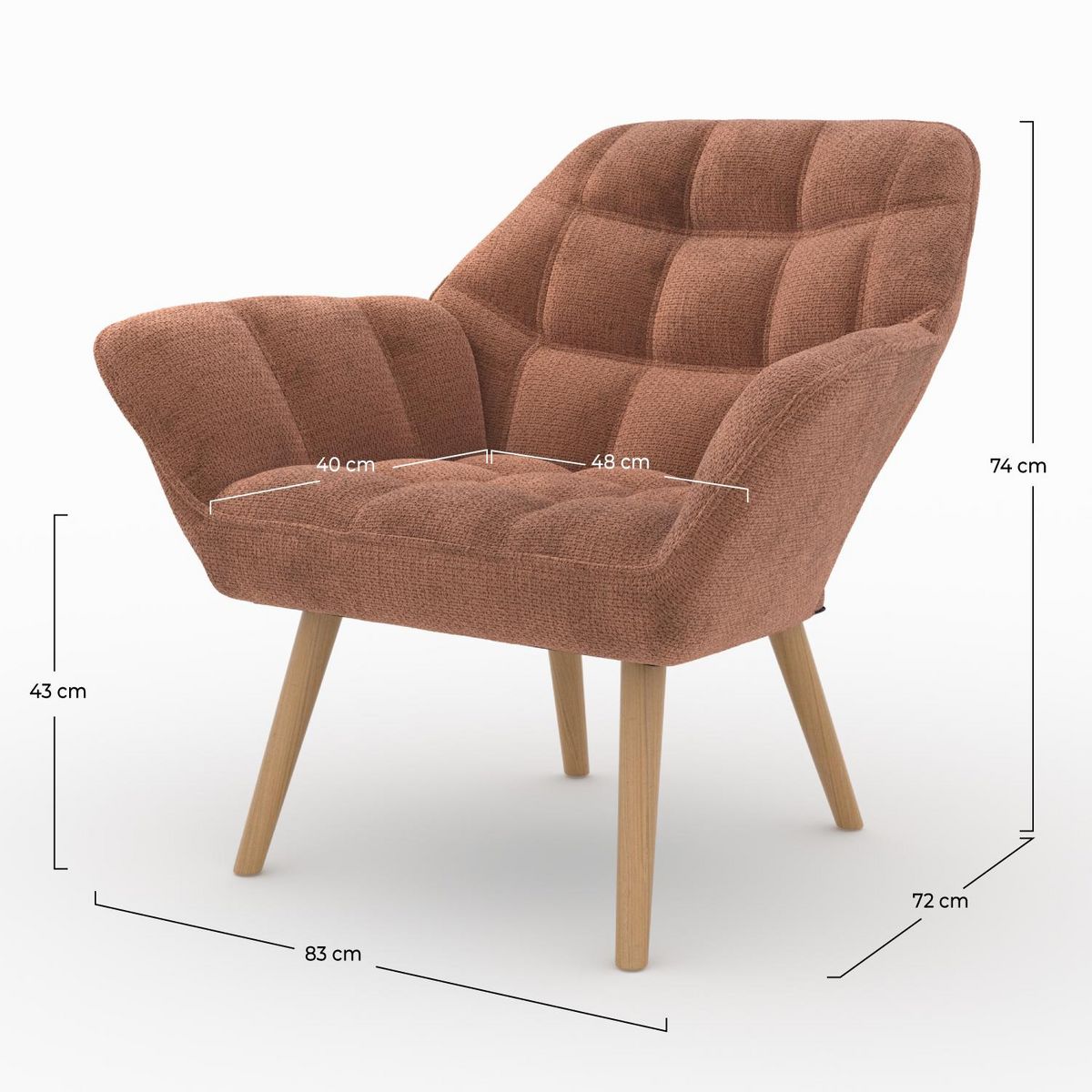 Rendez vous déco Fauteuil en tissu gris clair - Simba