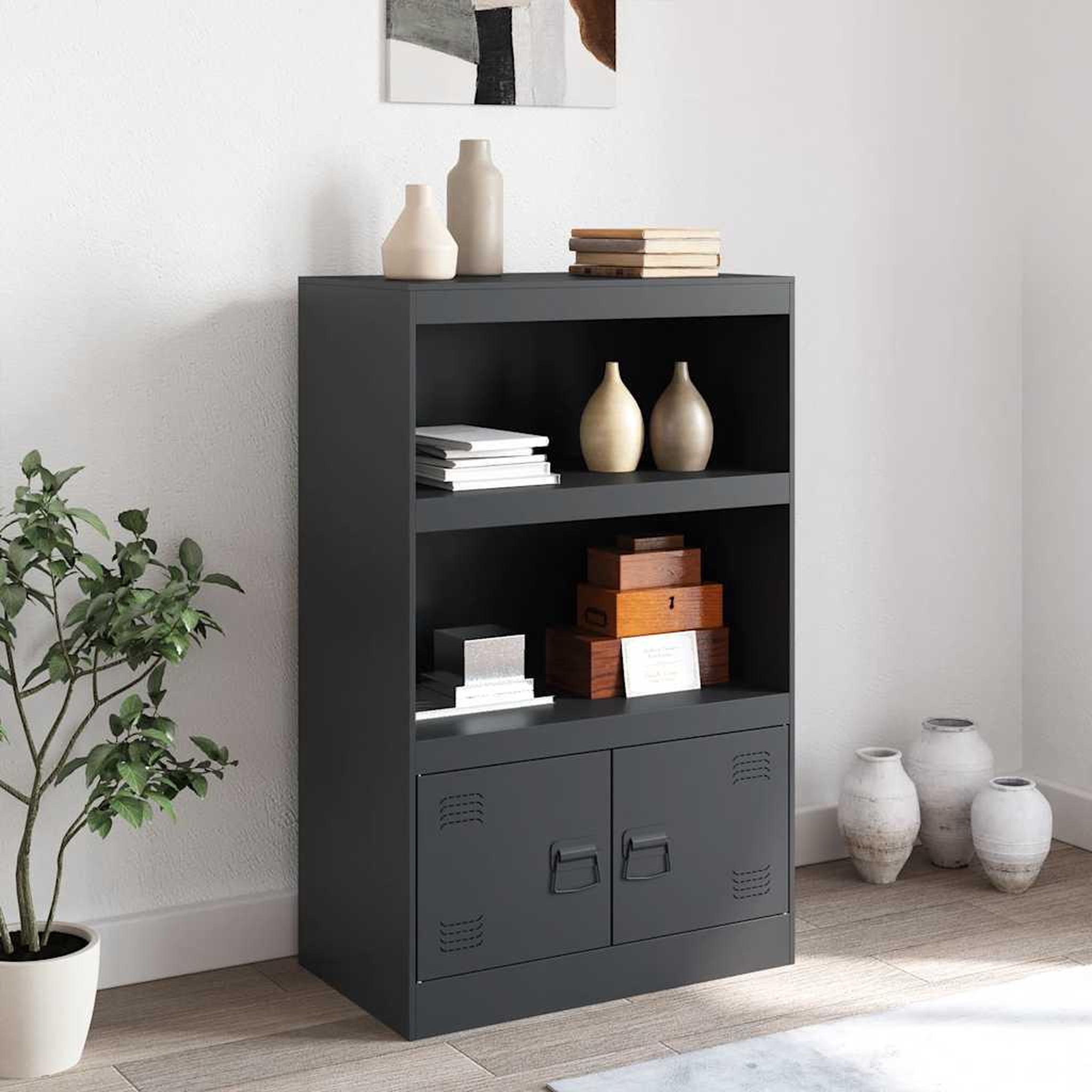 Voir la diapositive 3 : VIDAXL Buffet anthracite 67x39x107 cm acier