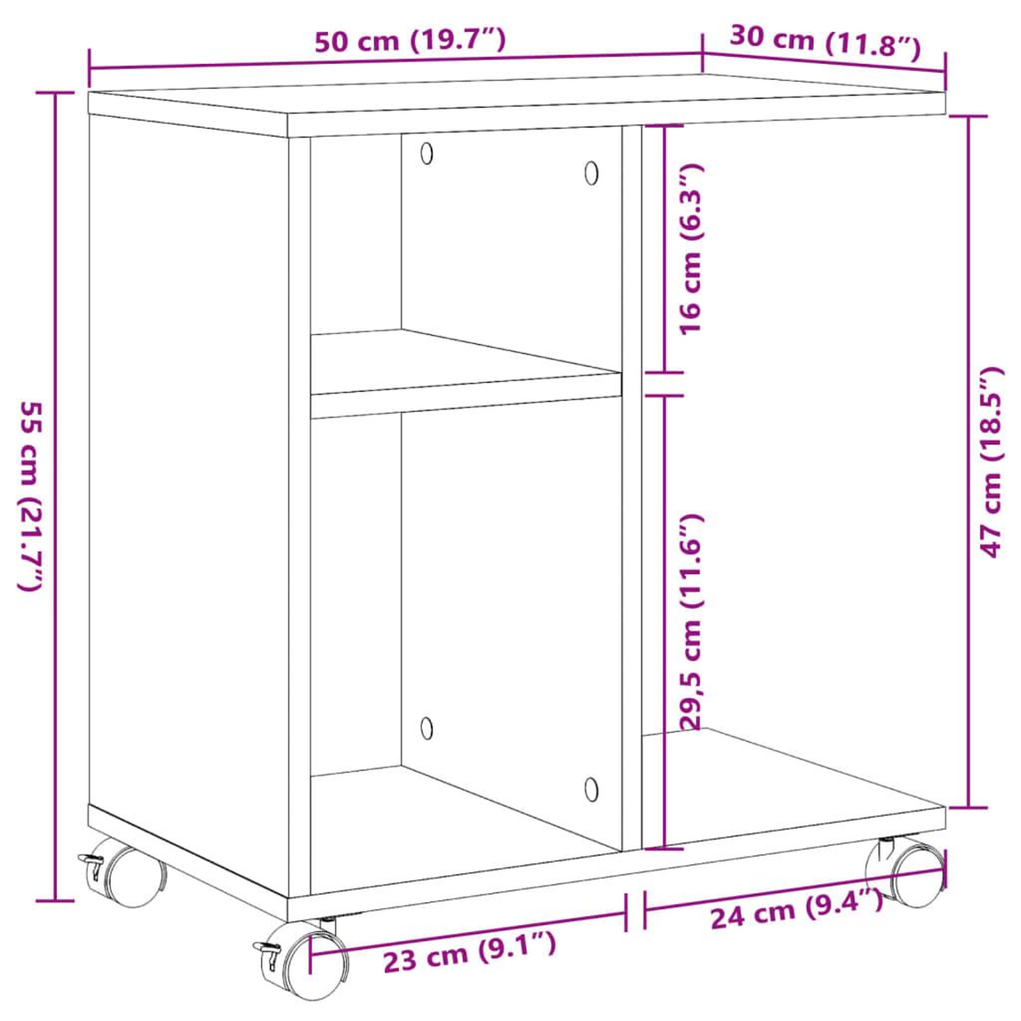 Voir la diapositive 6 : VIDAXL Table d'appoint avec roues gris beton bois d'ingenierie