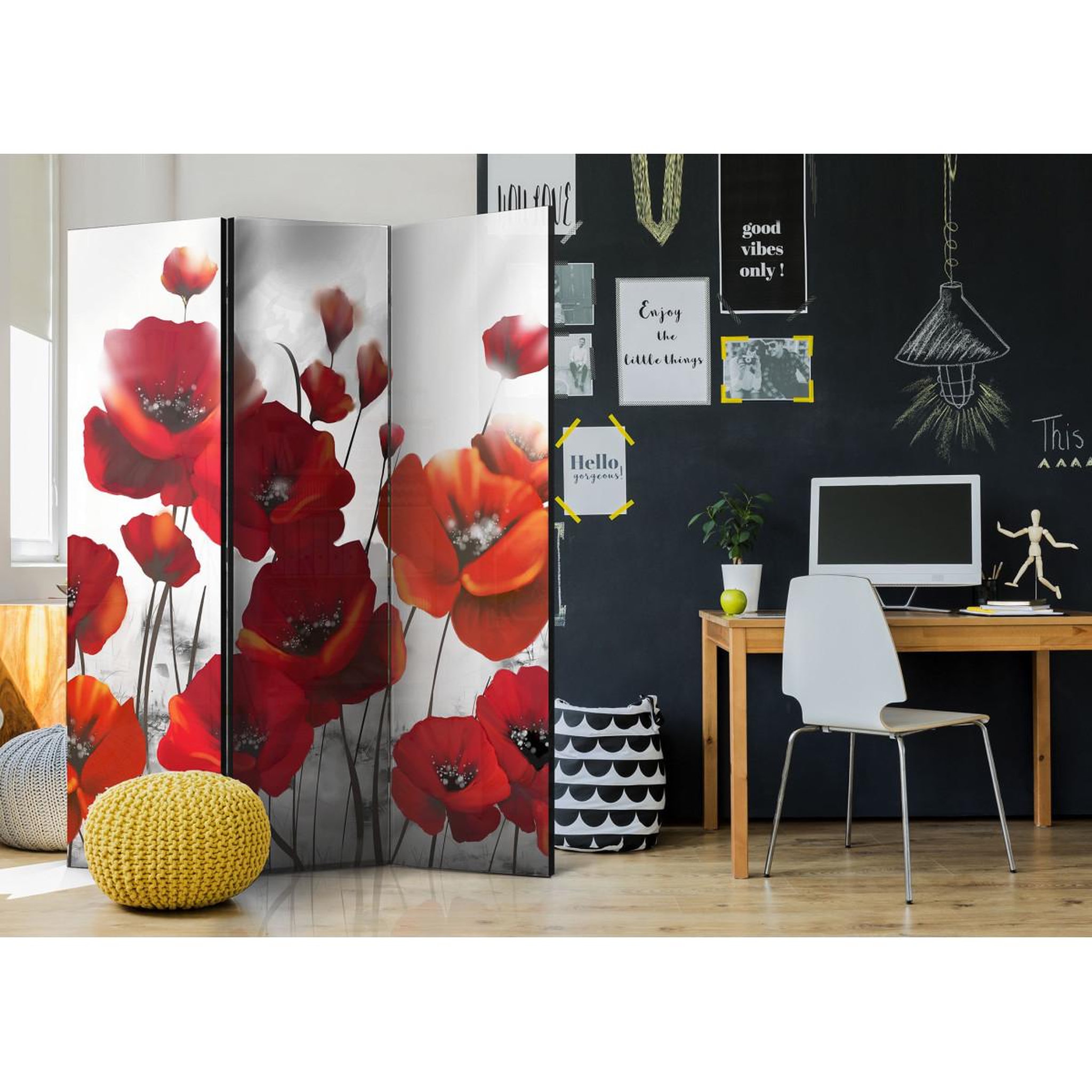 Voir la diapositive 2 : Paris Prix Paravent 3 volets  poppies in the moonlight  135x172cm
