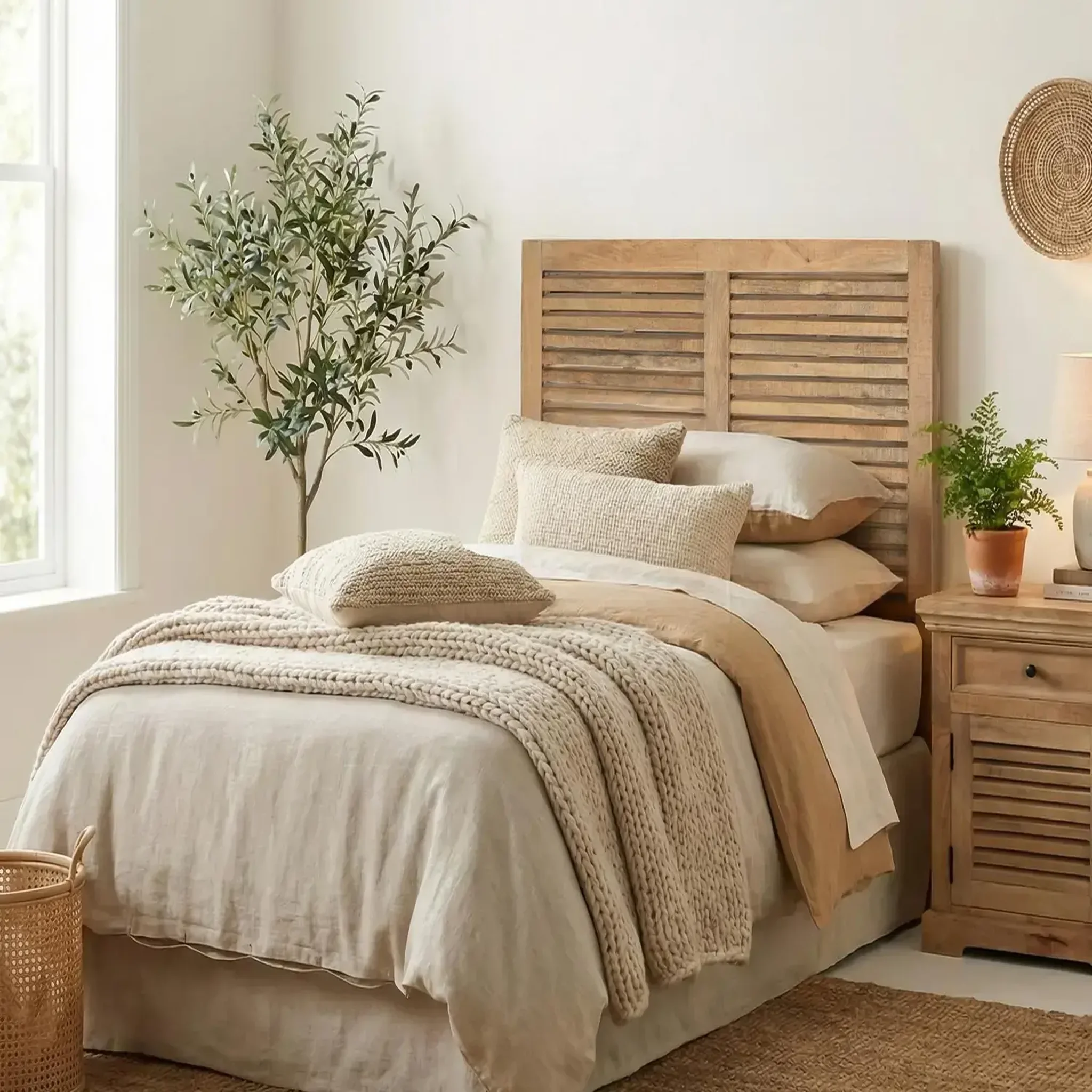 Voir la diapositive 2 : GINER Y COLOMER SL Tête de lit en bois de manguier 104 cm style rustique colonial