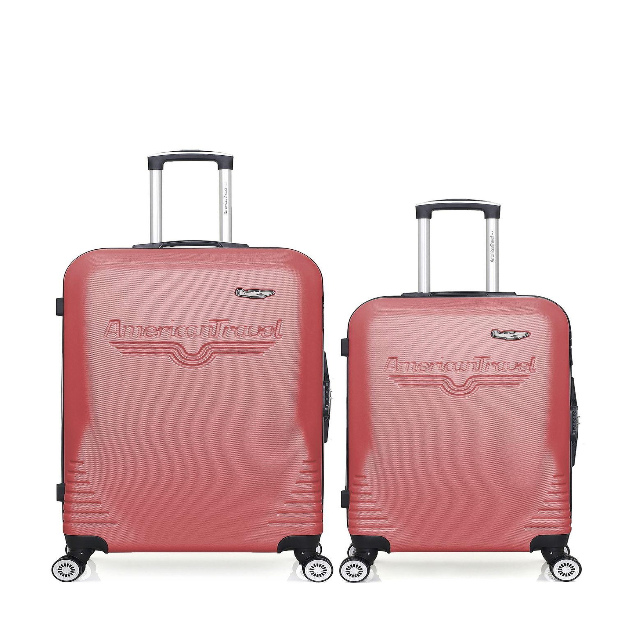 AMERICAN TRAVEL American travel - lot de 2 - valise grand format et valise weekend dc. Coloris disponibles : Beige