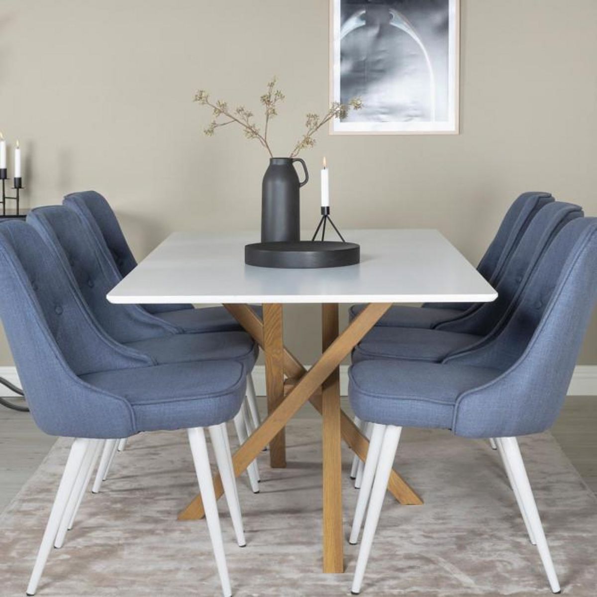 Paris Prix Table à Manger  Piazza  180cm Blanc & Naturel