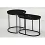 HOMCOM Lot de 2 tables basses gigognes - tables d'appoint encastrables style contemporain - piètement acier plateau MDF aspect marbre noir