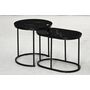 Voir la diapositive 2 : HOMCOM Lot de 2 tables basses gigognes - tables d'appoint encastrables style contemporain - piètement acier plateau MDF aspect marbre noir