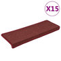 Voir la diapositive 2 : VIDAXL Tapis d'escalier 15 pcs 65x21x4 cm Rouge mat