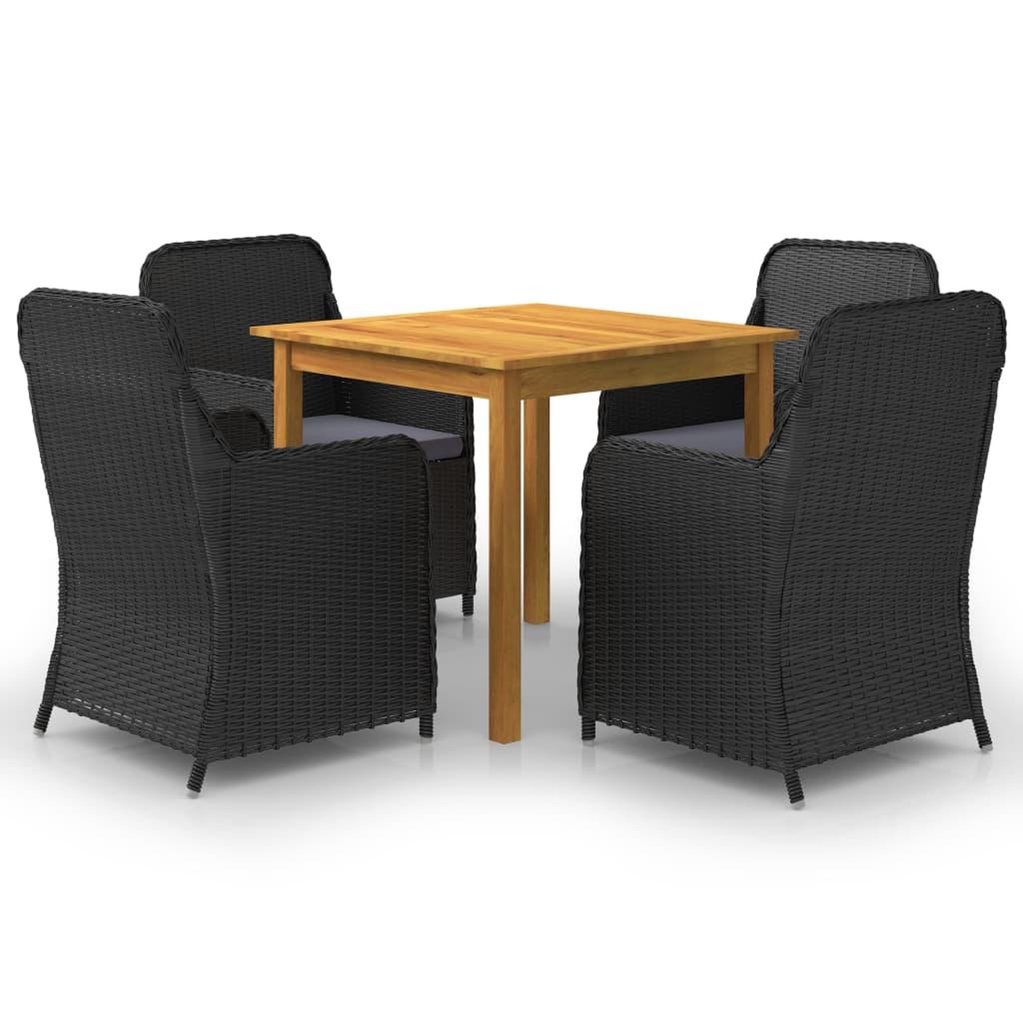 Voir la diapositive 1 : VIDAXL Ensemble a manger de jardin 5 pcs Noir