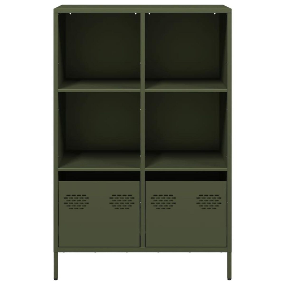 VIDAXL Buffet haut vert olive 68x39x103,5 cm acier