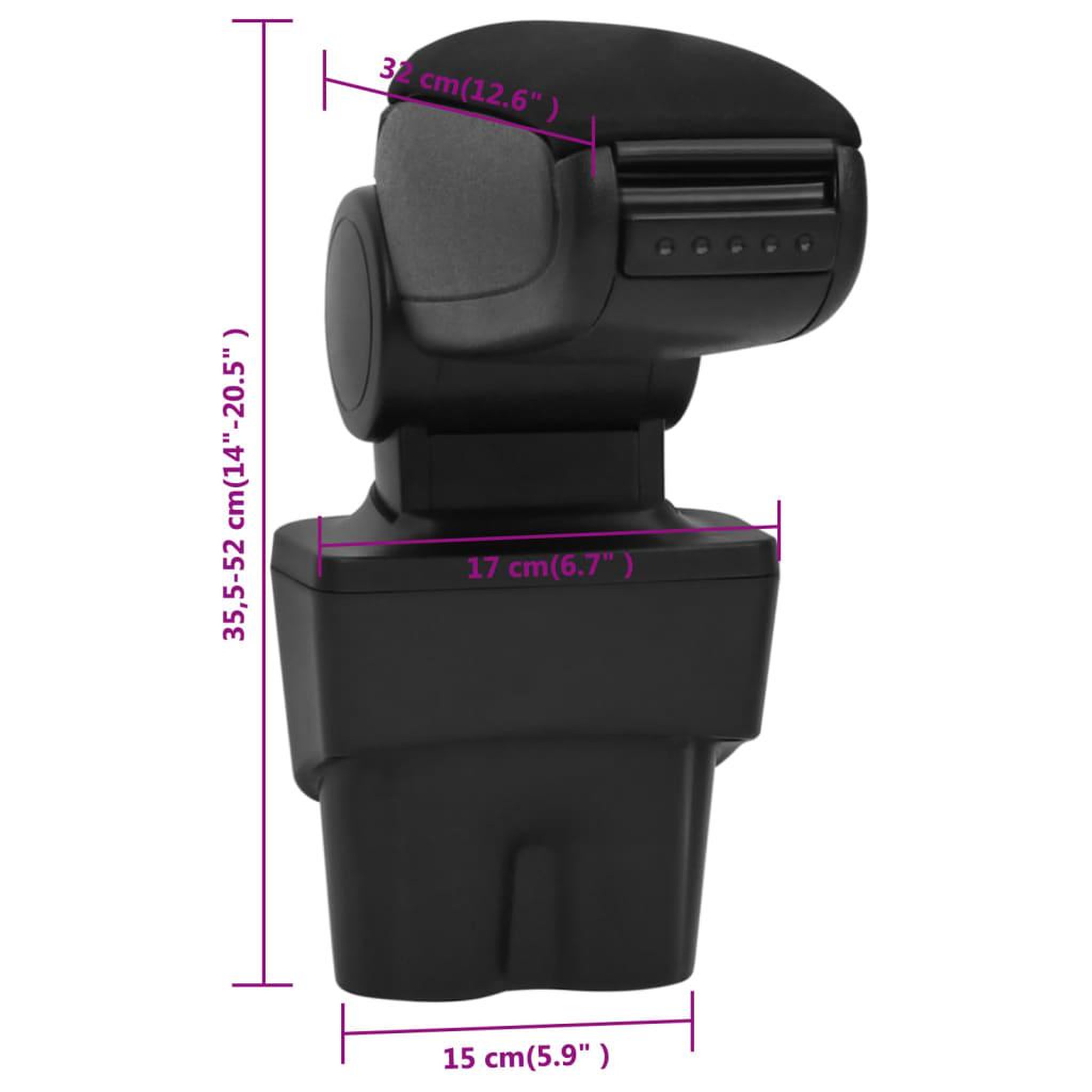 Voir la diapositive 6 : VIDAXL Accoudoir de voiture noir 17x32x(35,5-52) cm ABS