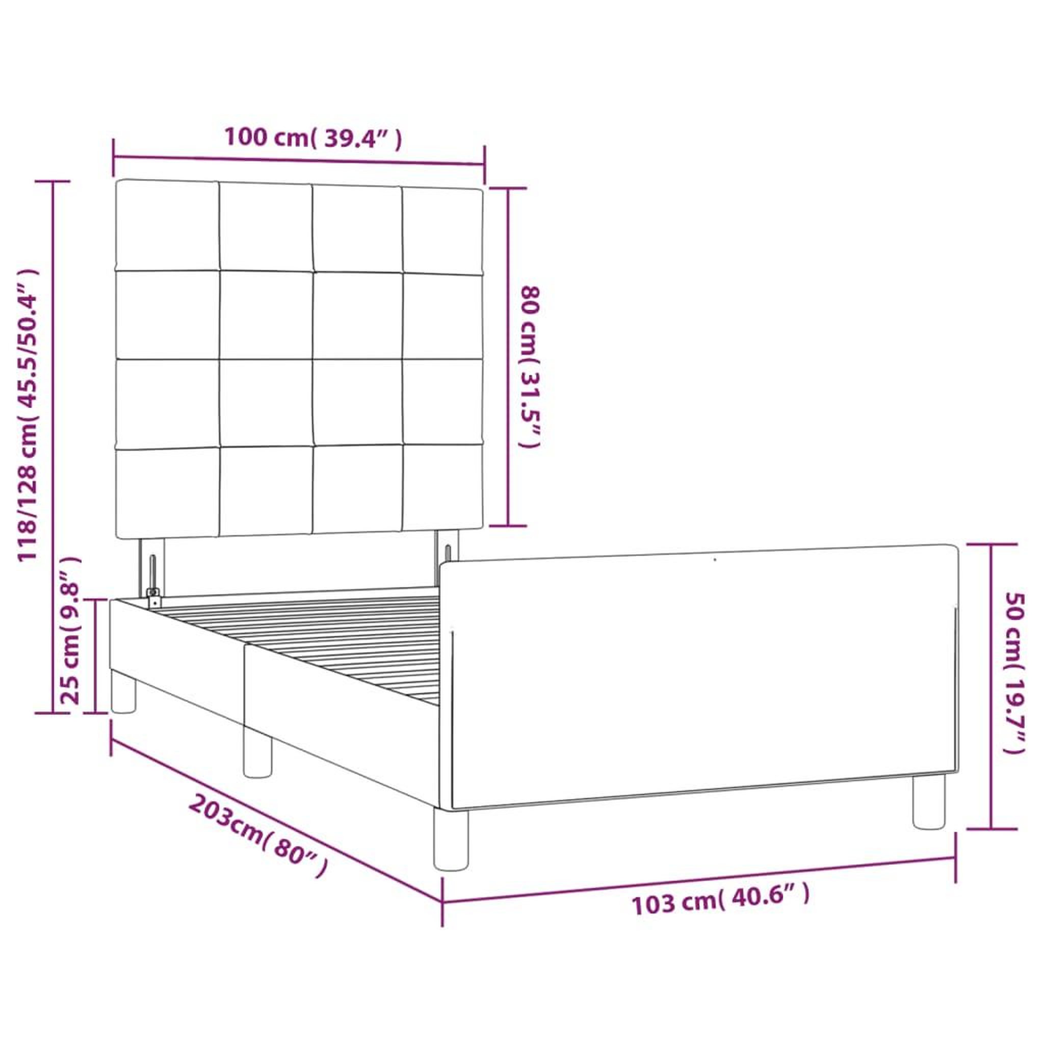Voir la diapositive 6 : VIDAXL Cadre de lit sans matelas noir 100x200 cm velours