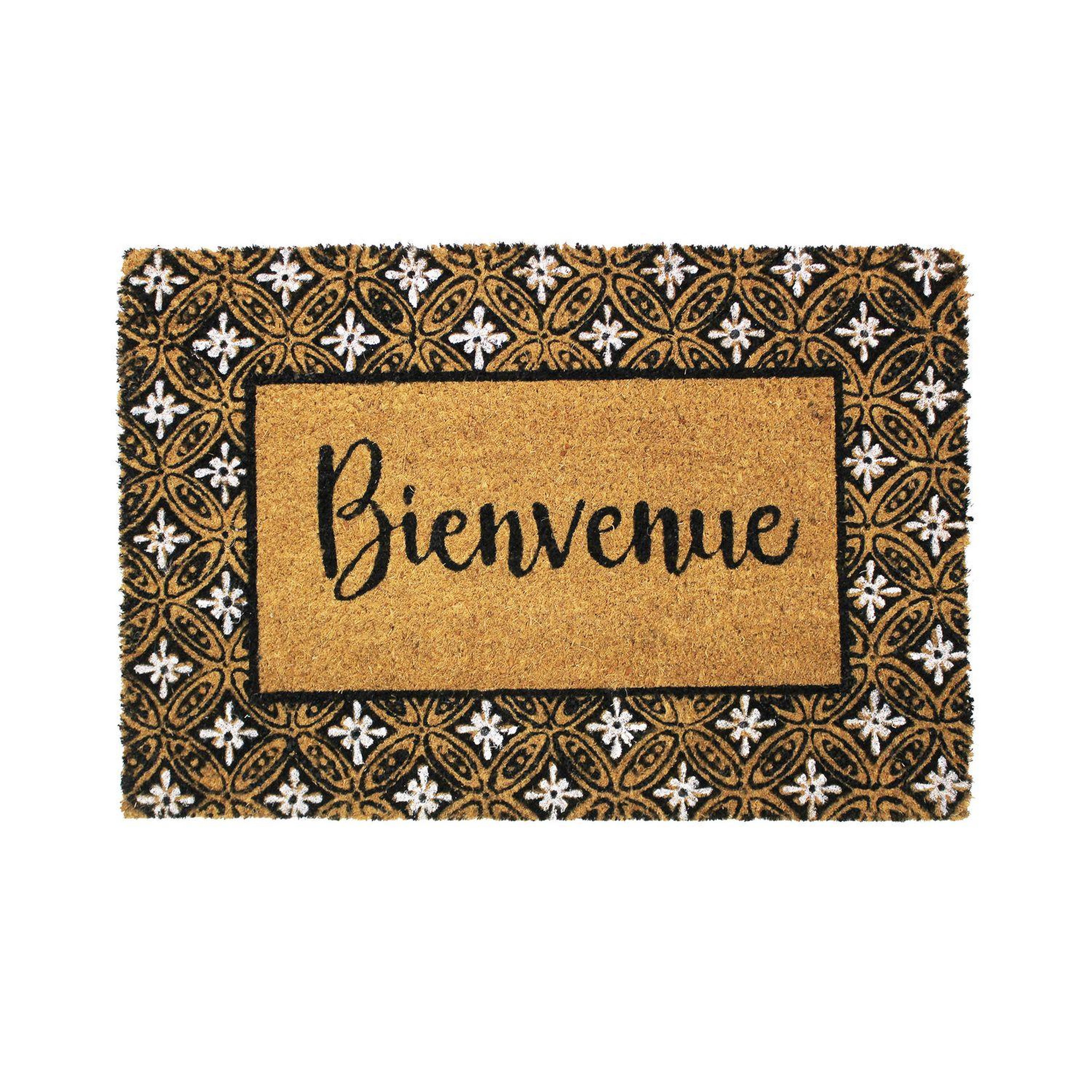 Douceur d'Intérieur Paillason en fibre de coco Bienvenue - 60 x 40 Cm - Marron et noir