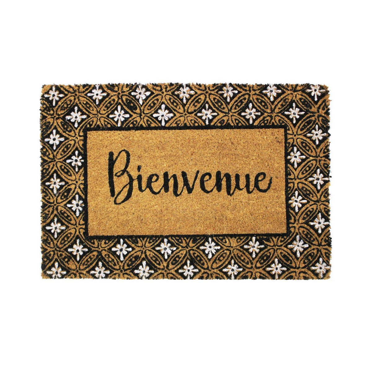 Douceur d'Intérieur Paillason en fibre de coco Bienvenue - 60 x 40 Cm - Marron et noir